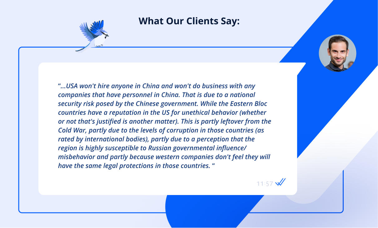 What clients are saying about legal issues when hiring overseas developers